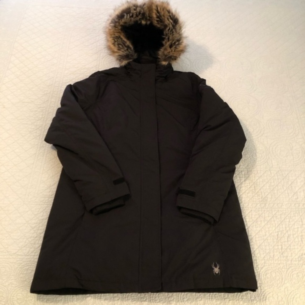 Spyder Explorer black parka jacket coat. Women’s large. NWT
